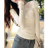 花柄装飾 長袖 リブトップス 韓国風 | Miniministore | 詳細画像6 