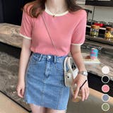 バイカラーリブTシャツ レディース半袖 | Miniministore | 詳細画像1 
