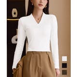 Vネック ベーシック 長袖 カットソー | Miniministore | 詳細画像1 