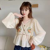 花刺しゅう シフォン袖 ニットトップス | Miniministore | 詳細画像10