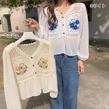 花刺しゅう シフォン袖 ニットトップス | Miniministore | 詳細画像2