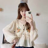 花刺しゅう シフォン袖 ニットトップス | Miniministore | 詳細画像9