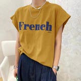 マスタード | フレンチスリーブ 英字ロゴTシャツ 韓国 | Miniministore