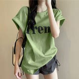 ライトグリーン | フレンチスリーブ 英字ロゴTシャツ 韓国 | ANGELCLOSET