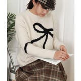 オフホワイト | リボン柄ニット セーター プルオーバー | Miniministore