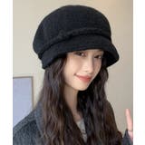 ブラック | ベレー帽 起毛 ハット レディース 秋冬 | ANGELCLOSET
