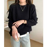 ブラック | セーター レディース ボリューム袖 無地 | Miniministore