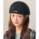 ブラック | ベレー帽 起毛 英字ロゴ レディース | Miniministore