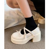アイボリー | 厚底ローファー リボン レディース | Miniministore
