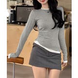 グレー | 長袖Tシャツ ドッキング 無地カットソー | SUNSHINE CLOSET