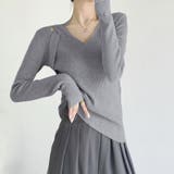 グレー | リブニットトップス レディース 韓国風 | Miniministore