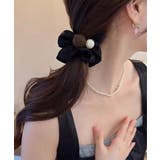 ブラック | シュシュ ヘアゴム パール 髪飾り | Miniministore