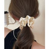 アイボリー | ドット柄シュシュ ヘアゴム 髪飾りグッズ | Miniministore