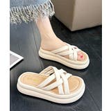 アイボリー | 厚底サンダル クロスサンダル 美脚 夏 | Miniministore