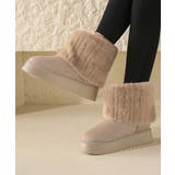ベージュ | ムートンブーツ 厚底 裏起毛ブーツ 冬靴 | Miniministore