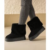 ブラック | ムートンブーツ 厚底 裏起毛ブーツ 冬靴 | Miniministore