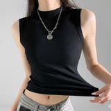ブラック | タンクトップ プチハイネック レディース | Miniministore