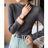 ダークグレー | 無地インナー 裏起毛 カットソー 保温 | ANGELCLOSET