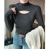チャコールグレー | 長袖Tシャツ 穴あき ハイネック 春秋冬 | Miniministore