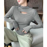 グレー | 長袖Tシャツ 穴あき ハイネック 春秋冬 | Miniministore