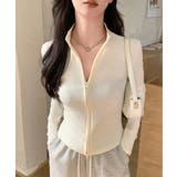 アイボリー | カーディガン リブトップス ダブルジップ | Miniministore