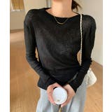 ブラック | 長袖Tシャツ レディース 無地 透け | ANGELCLOSET