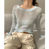 ブルー | 長袖Tシャツ レディース 無地 透け | ANGELCLOSET