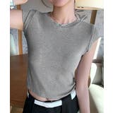 グレー | 半袖Tシャツ クロップド丈 丸首 夏服 | Miniministore