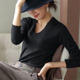 ブラック | 無地ニットトップス Vネック レディース | SUNSHINE CLOSET