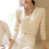 ライトベージュ | 無地ニットトップス Vネック レディース | SUNSHINE CLOSET
