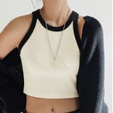 ベージュ | 配色タンクトップ レディース ショート丈 | Miniministore