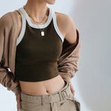 ブラウン | 配色タンクトップ レディース ショート丈 | Miniministore