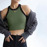 ディープグリーン | 配色タンクトップ レディース ショート丈 | Miniministore