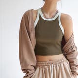ライトブラウン | 配色タンクトップ レディース ショート丈 | Miniministore