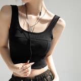 ブラック | タンクトップ ショート丈 カップ付き韓国 | Miniministore