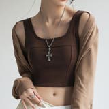 ブラウン | タンクトップ ショート丈 カップ付き韓国 | Miniministore