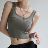 ダークグレー | タンクトップ ショート丈 カップ付き韓国 | Miniministore