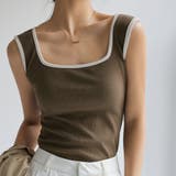 ブラウン | タンクトップ スクエアネック 韓国 夏服 | Miniministore