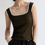 ダークブラウン | タンクトップ スクエアネック 韓国 夏服 | Miniministore