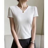 ホワイト | 無地Tシャツ レディース Vネック 夏 | ANGELCLOSET