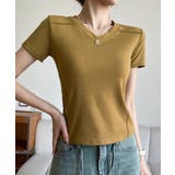 マスタード | 無地Tシャツ レディース Vネック 夏 | ANGELCLOSET