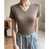 モカ | 無地Tシャツ レディース Vネック 夏 | ANGELCLOSET