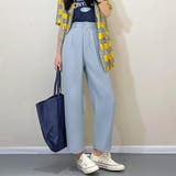 くすみブルー | セミワイドパンツ カラーパンツ 9分丈 オフィスカジュアル | Miniministore