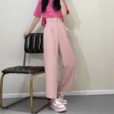 ピンク | セミワイドパンツ カラーパンツ 9分丈 オフィスカジュアル | Miniministore
