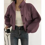 パープル | ショート丈ジャケット レディース 無地 | Miniministore