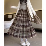 ブラウン | フレアスカート Aライン チェック柄秋冬 | Miniministore