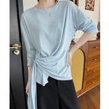 ライトブルー | Tシャツ アシメデザイン 長袖 透け感夏 | Miniministore