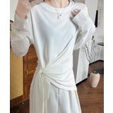 ホワイト | Tシャツ アシメデザイン 長袖 透け感夏 | Miniministore