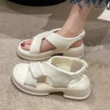 アイボリー | 厚底サンダル クロスベルト 美脚 韓国夏 | Miniministore