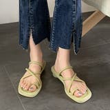グリーン | トングサンダル ローヒール ストラップ夏 | Miniministore